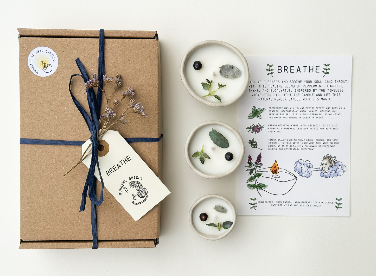 Botanical Aromatherapy Peppermint Menthol Candle Gift Set