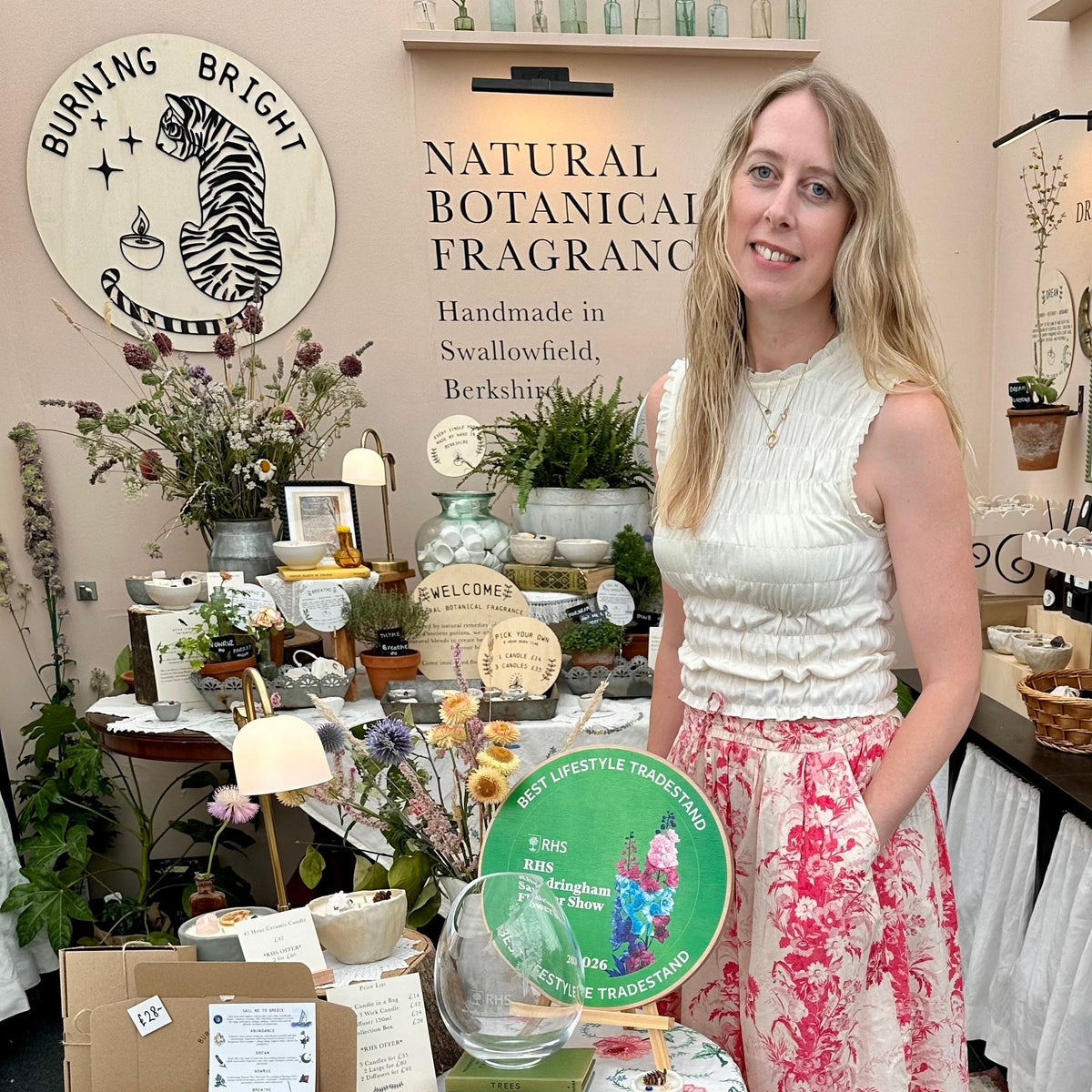 RHS Flower Show Sandringham Best Trade stand winner with natural botanical fragrance